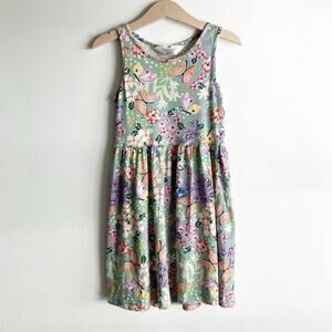 H&M Girls 5T 6 Dress Floral Butterfly Print Sleeveless 5 Girl Summer Spring